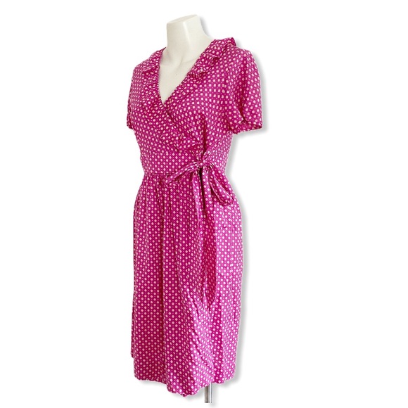 J. Crew Dresses & Skirts - J. Crew Fontana Wrap Dress Silk Pink White Size 8